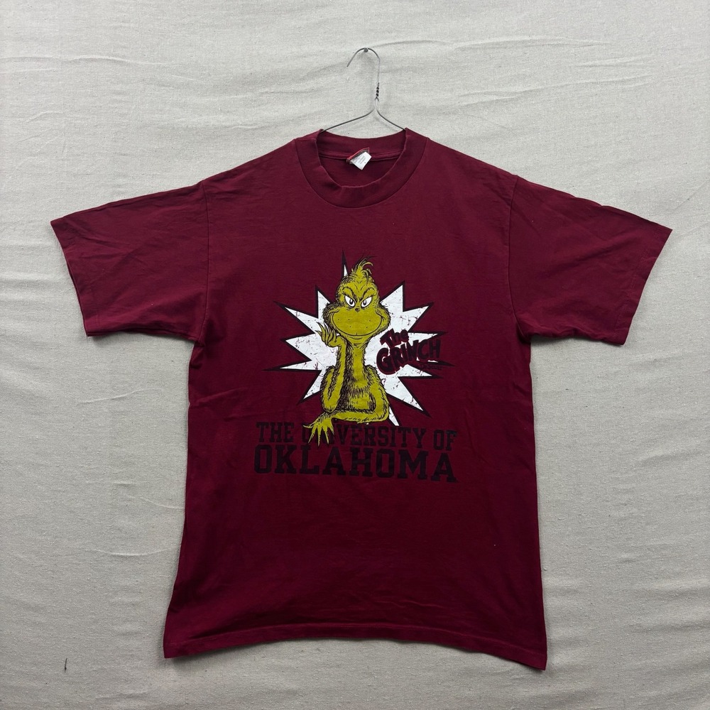 2007 Dr. Seuss T-Shirt Mens L Maroon University of Oklahoma The Grinch Graphic